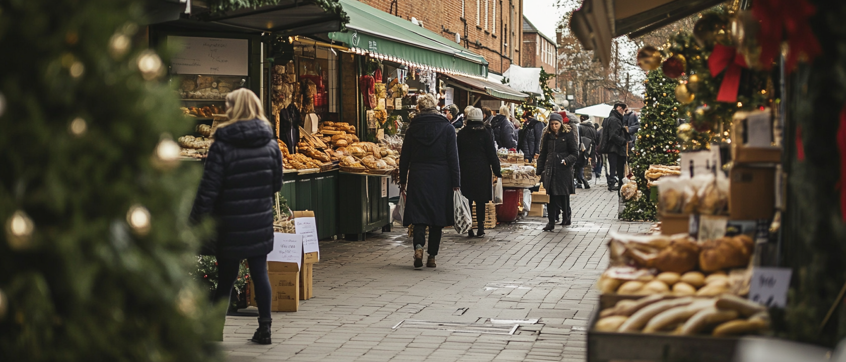 Whats on in East Cambs - Ely Markets - image of shoppers walking past market stalls